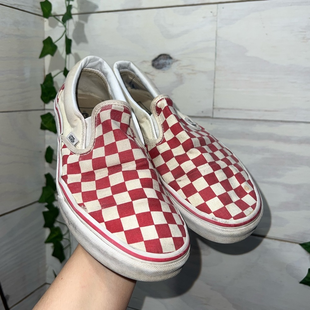 Red Checkered slip on Vans